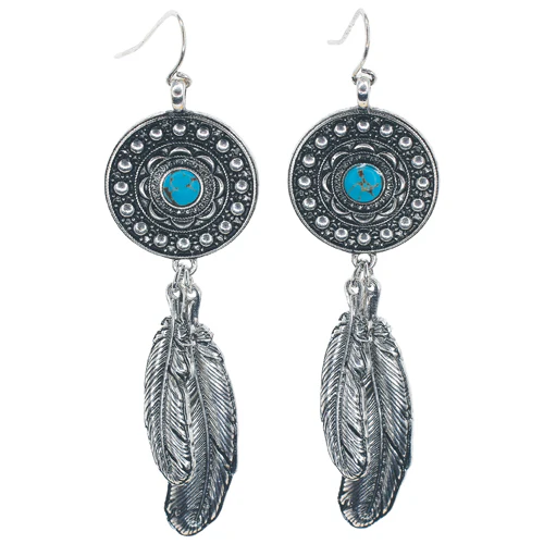 Justin Women's Earrings Pendant With Feather Charms