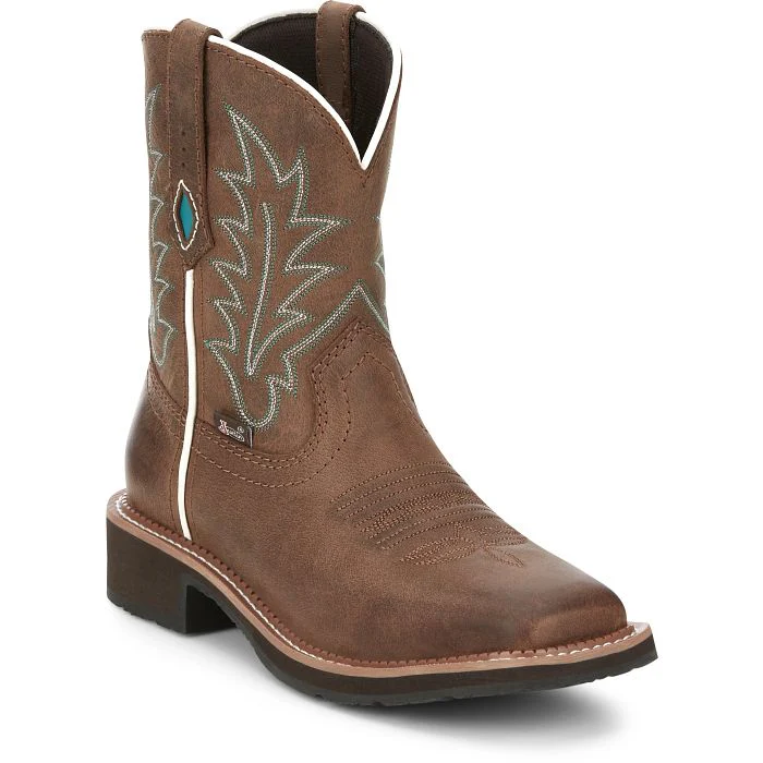 Justin Women's Ema 8" Western Boot- Dark Tan - Image 2