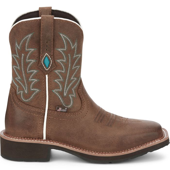 Justin Women's Ema 8" Western Boot- Dark Tan - Image 3