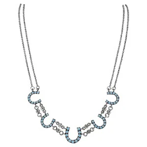 Justin Women's Lucky Horseshoes Double Cable Chain - Silver/Turquoise