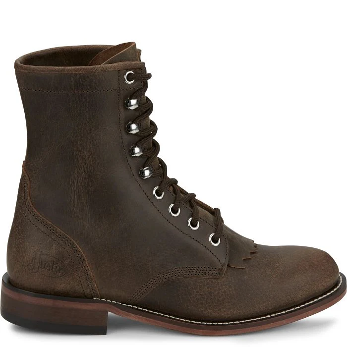 Justin Women's McKean 7" Lace Up Roper Western Boot- Brown - Image 3