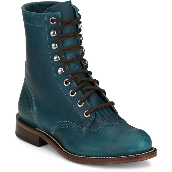Justin Women's McKean 7" Lace Up Roper Western Boot- Turquoise - Image 2
