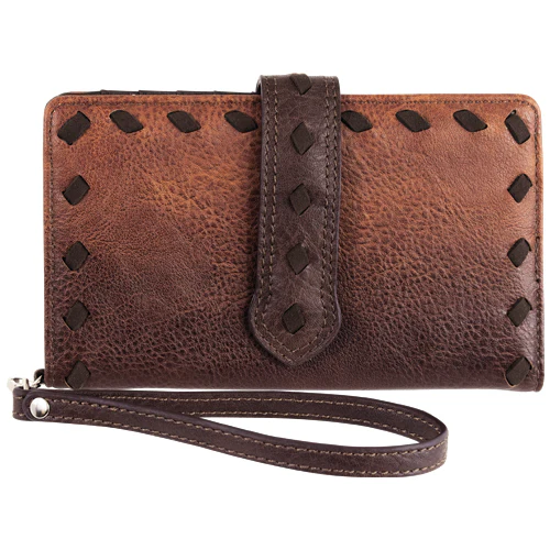 Justin Women's Slim Wallet with Whip Stitch- Brown