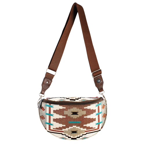 Justin Women's Sling Bone Jacquard Pouch with Southwestern Design