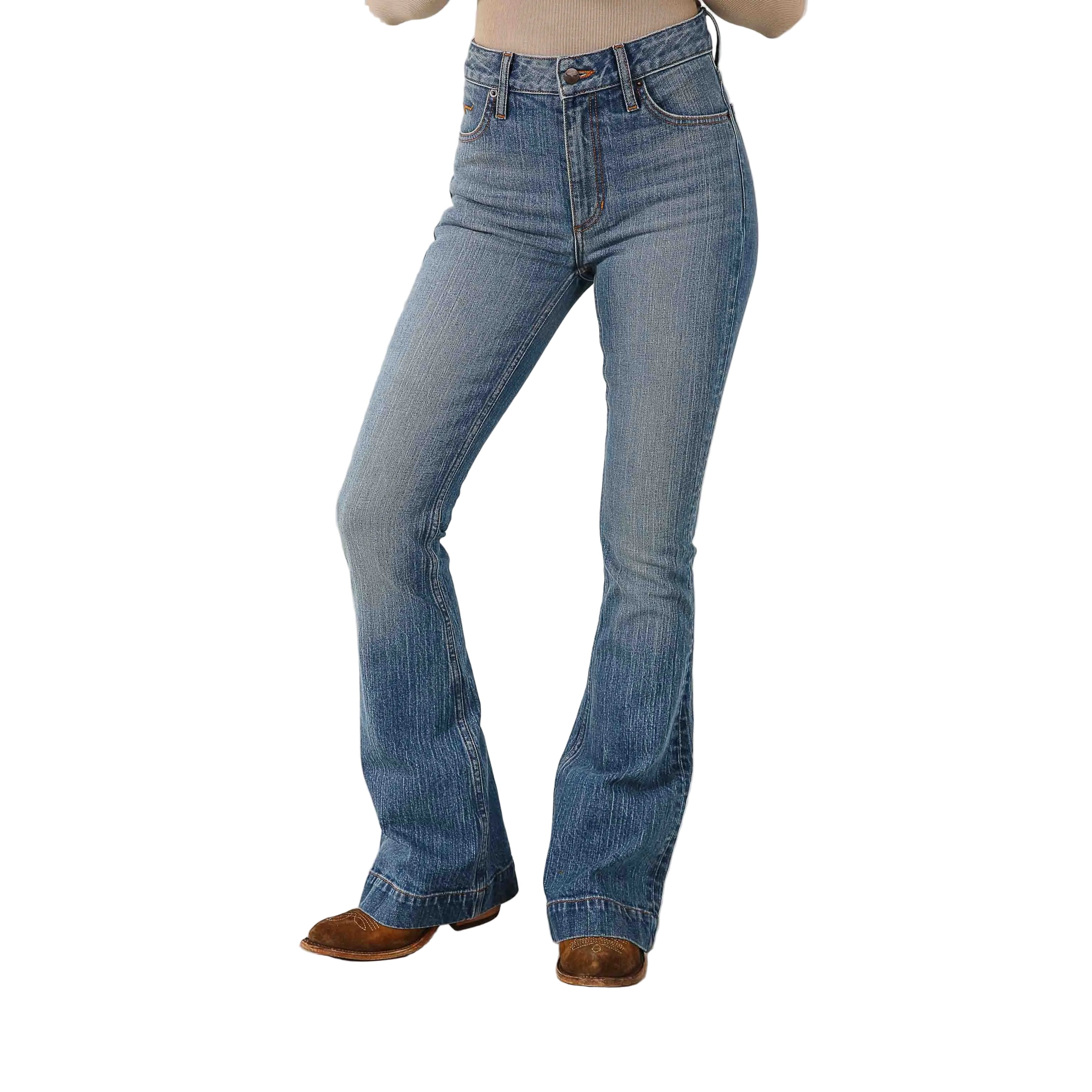 Kimes Women's Jennifer Ultra High Rise Flare Jeans - Mid Wash