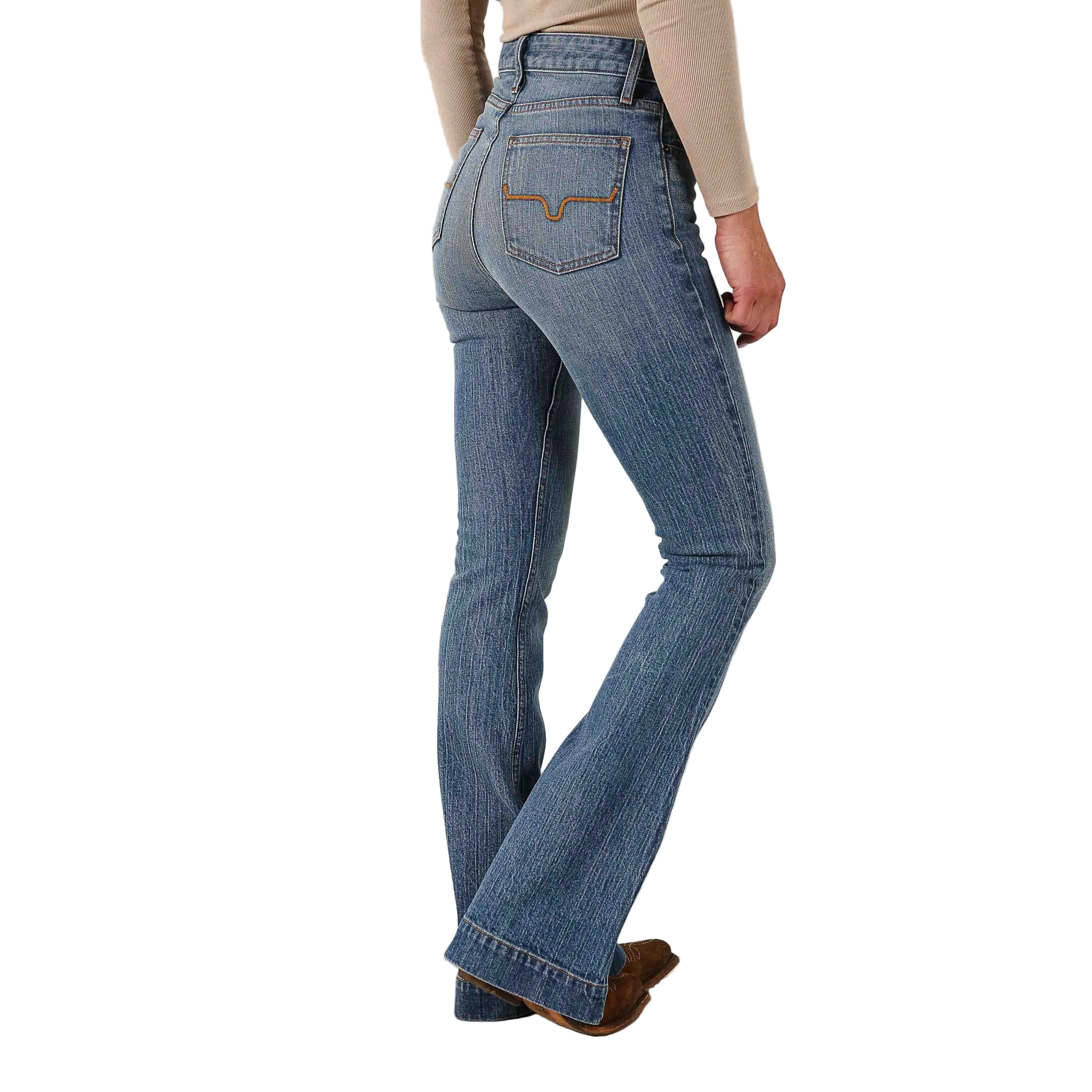 Kimes Women's Jennifer Ultra High Rise Flare Jeans - Mid Wash - Image 2