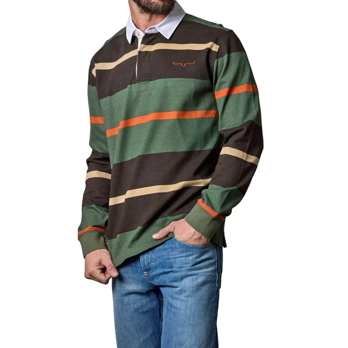 Kimes Men's Bulldog Rugby Long Sleeve Shirt - Multiple Colours - Image 3