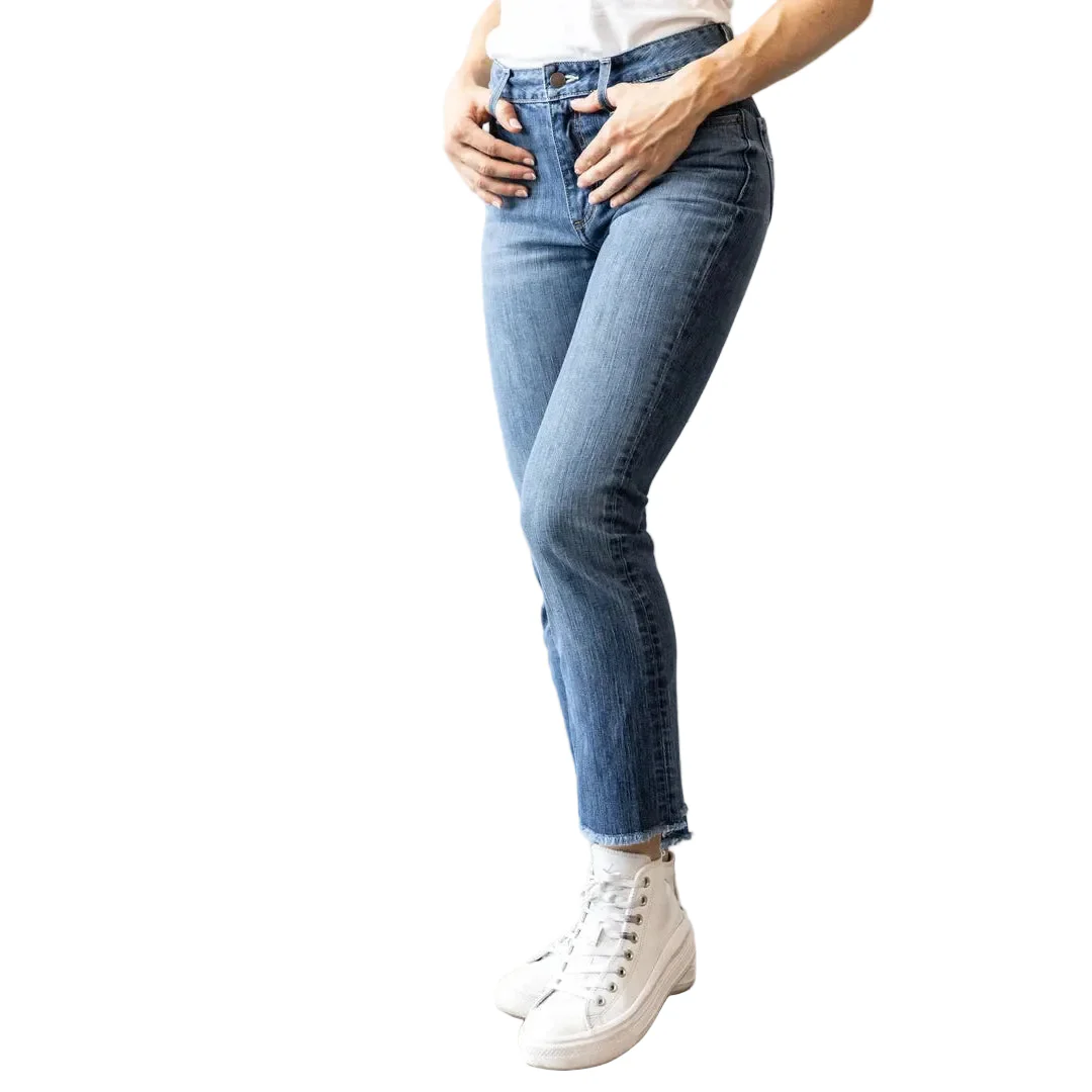 Kimes Women's Monica High Rise Straight Cropped Jeans - Mid Wash - Image 3