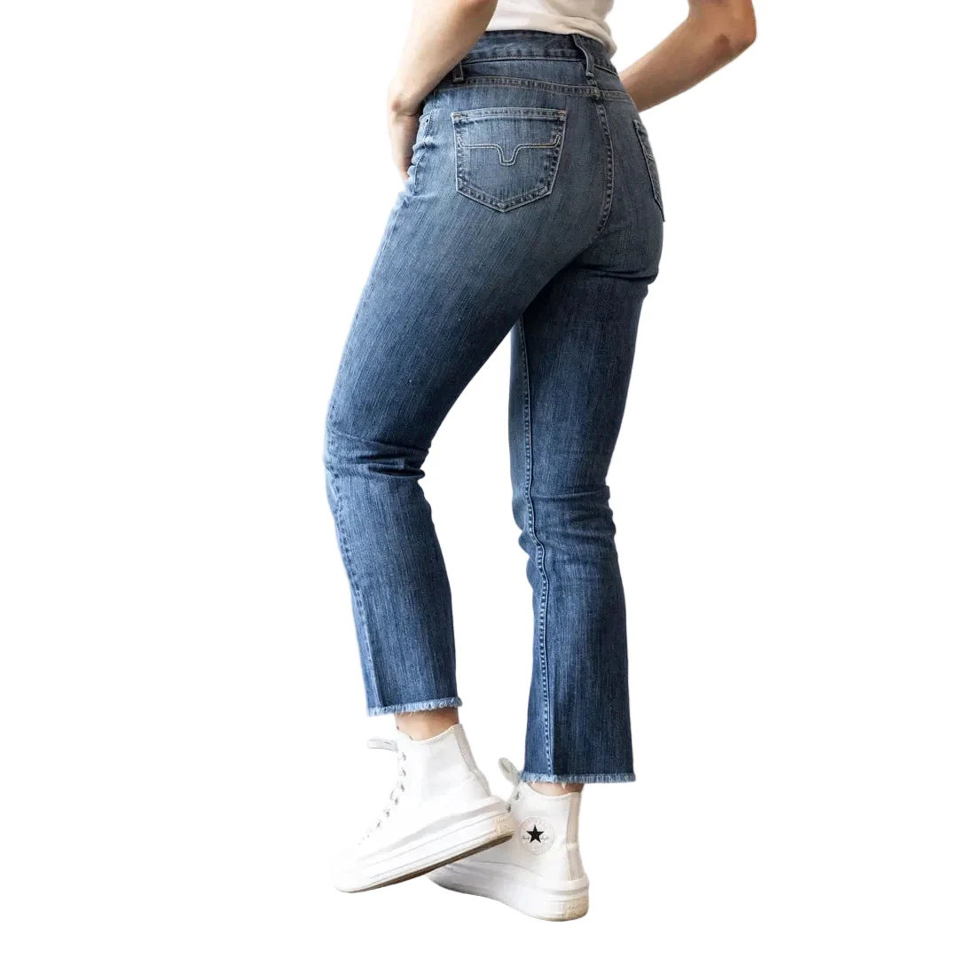 Kimes Women's Monica High Rise Straight Cropped Jeans - Mid Wash - Image 6