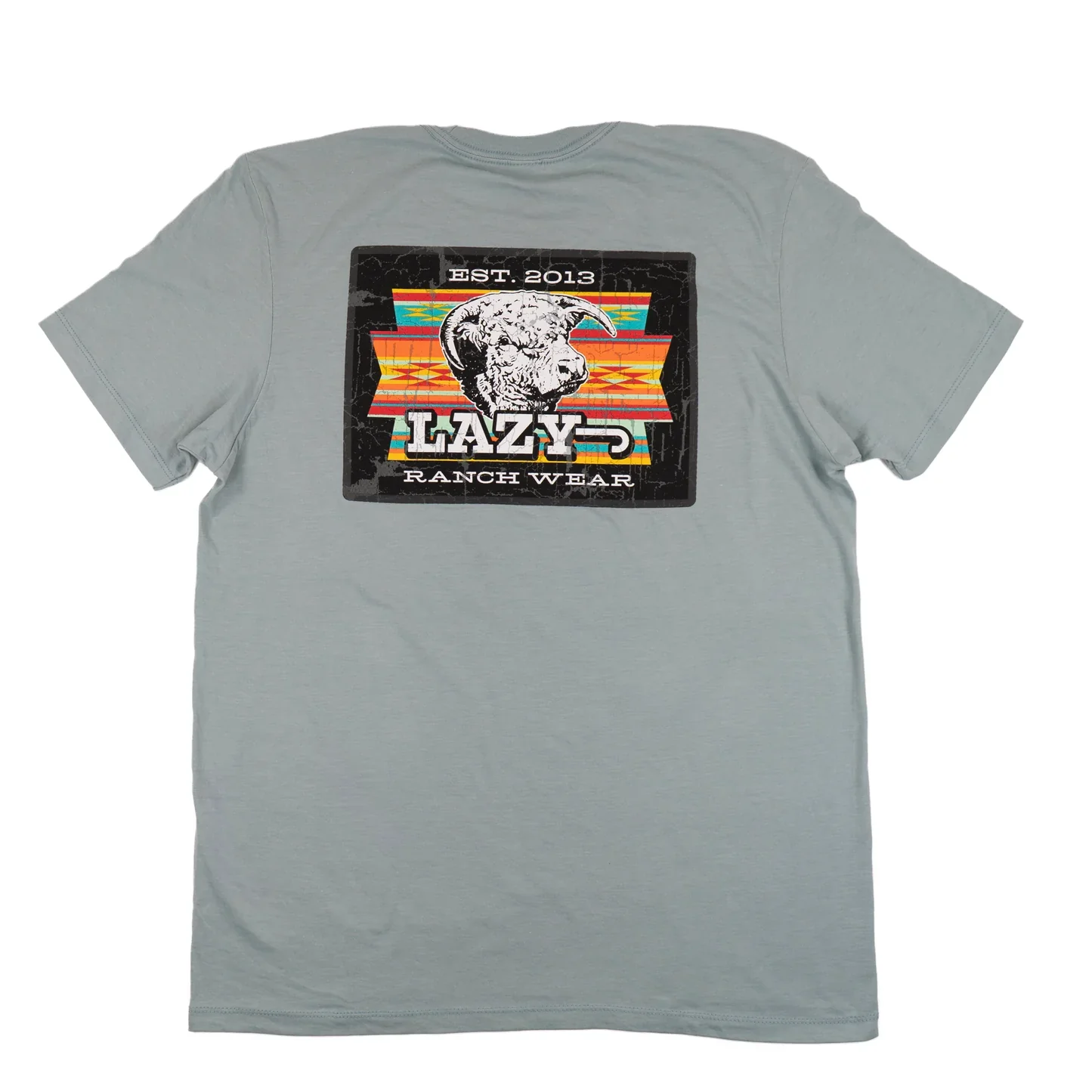 Lazy J Men's Short Sleeve Feed Yard-Sage Blue - Image 2