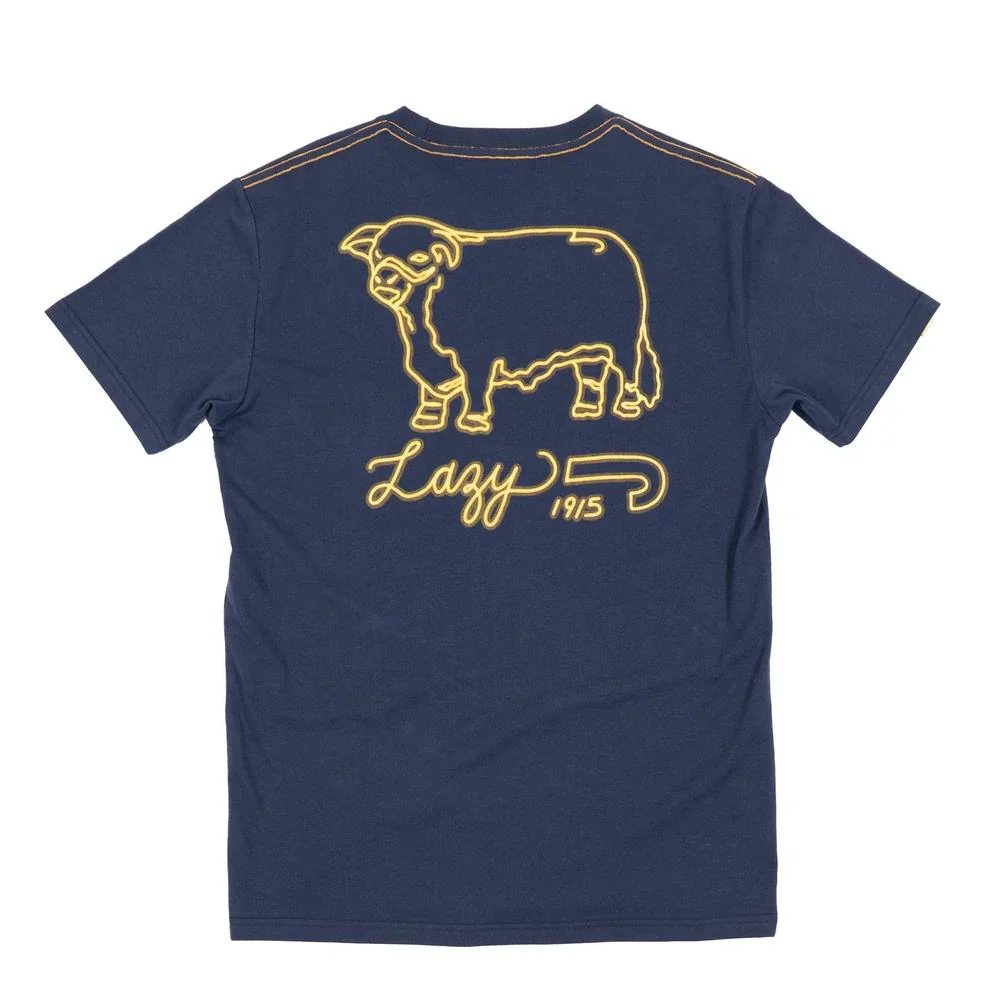 Lazy J Men's Short Sleeve Neon Jughead Tee Shirt- Navy - Image 2