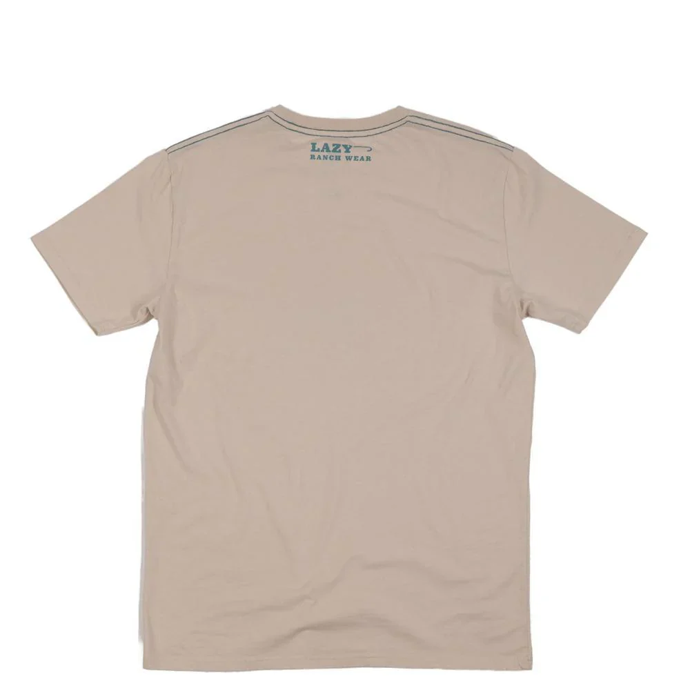 Lazy J Men's Short Sleeve Retro Stockman Tee Shirt- Natural - Image 2