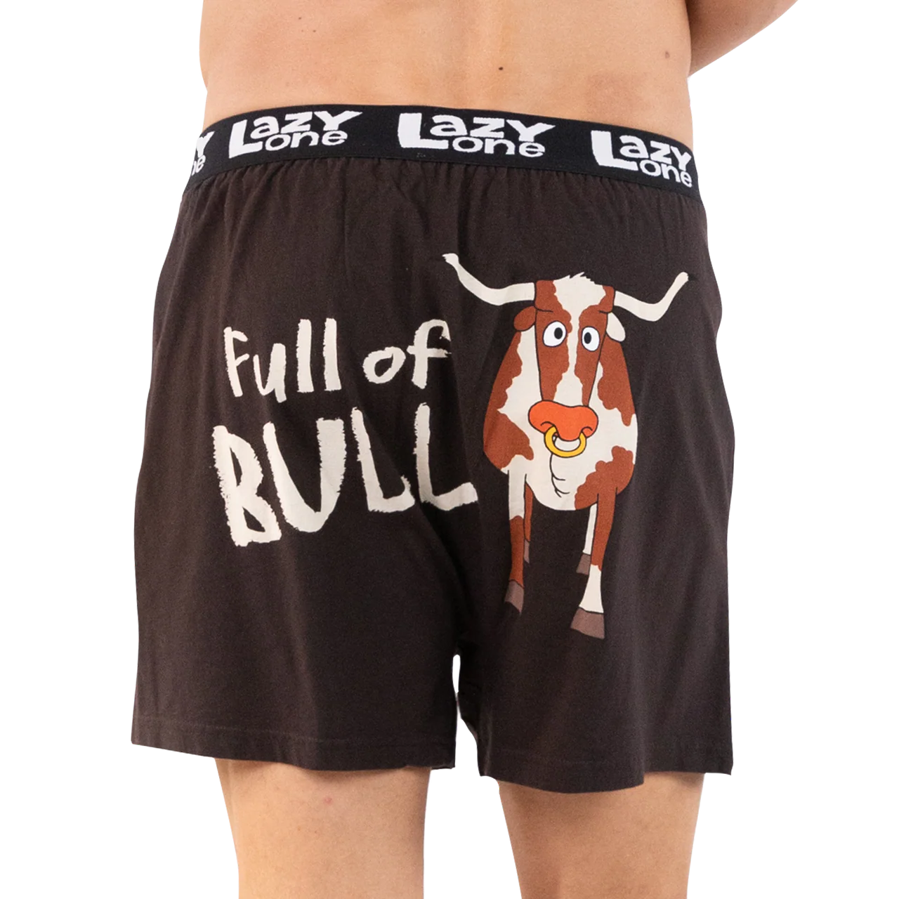 Lazy One Men's Full of Bull Boxers- Brown