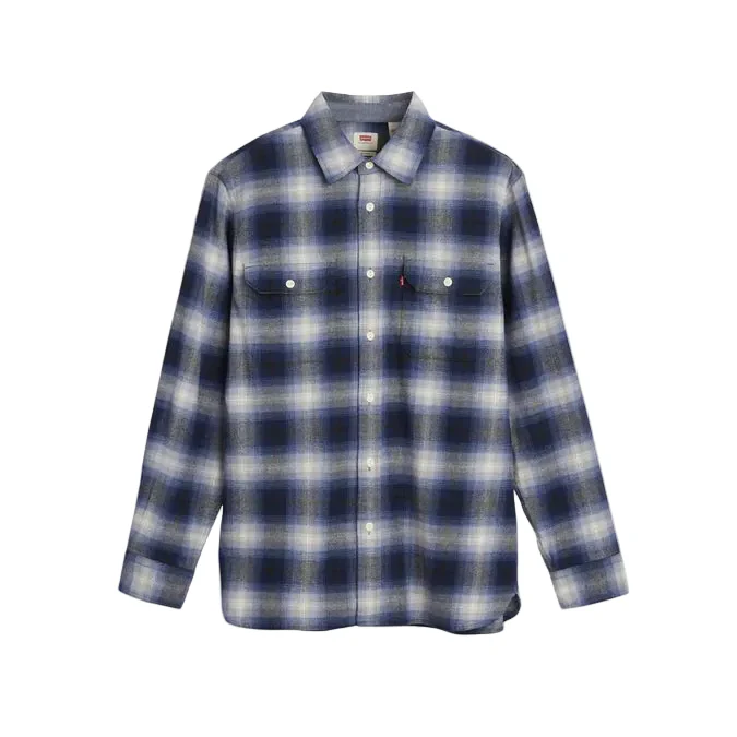 Levi Men's Classic Long Sleeve Jericho Plaid Shirt - Blue