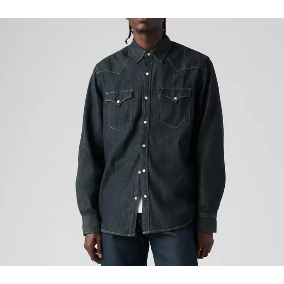 Levi Men's Long Sleeve Denim Shirt - Dark Wash