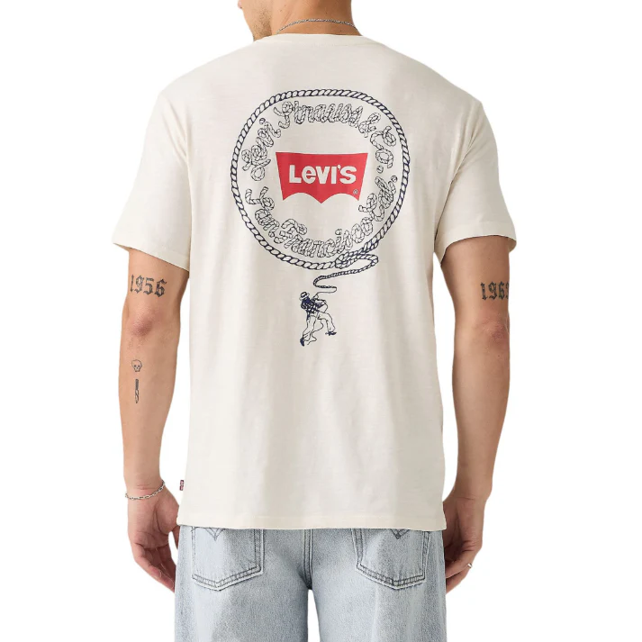 Levi Strauss Men's Relaxed Fit Lasso Graphic Tee Shirt- Egret - Image 2