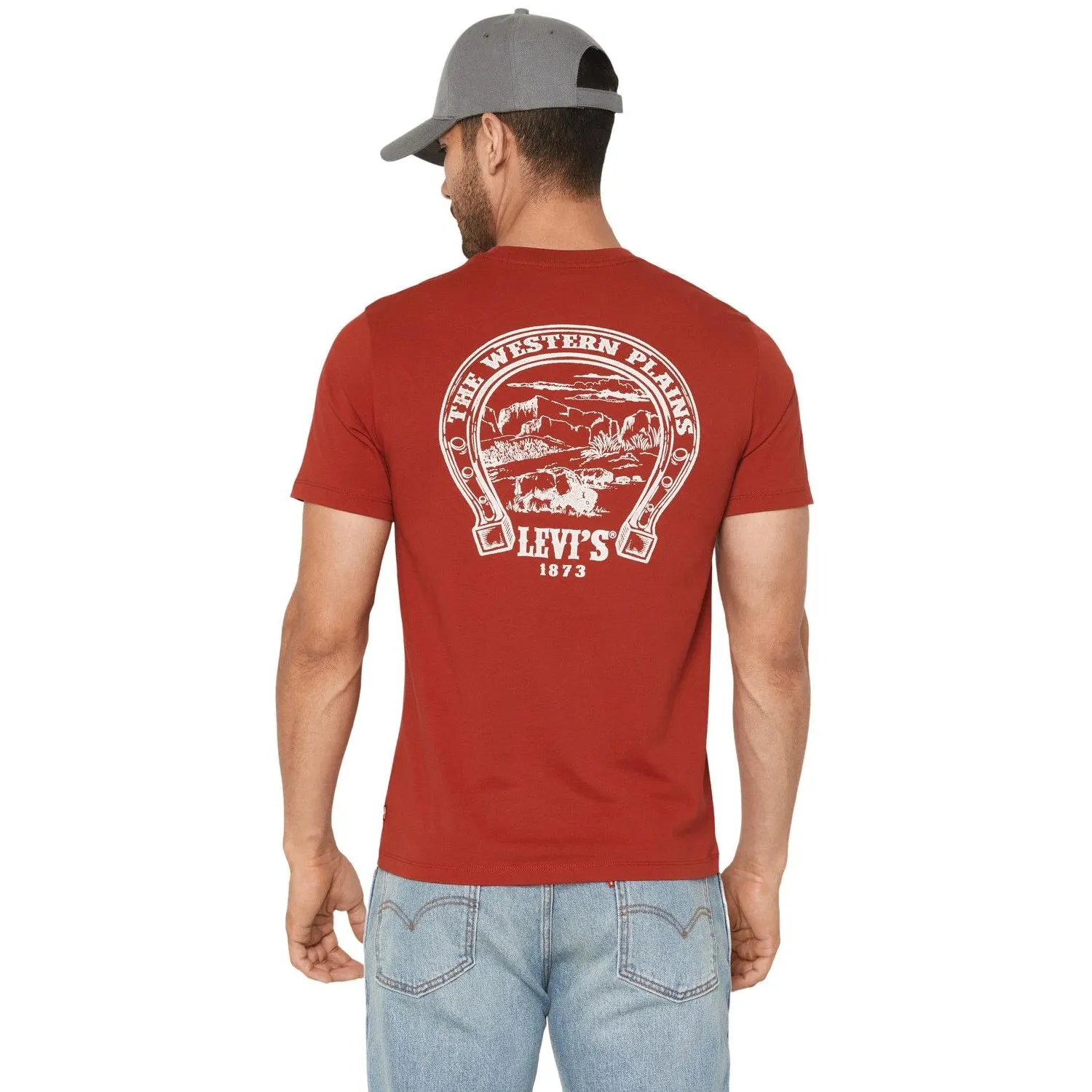 Levi Strauss Men's Short Sleeve Horse Shoe Tee Shirt- Red - Image 2