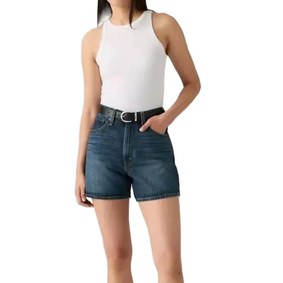 Levi Women's Cinch Mid Thigh Shorts - Dark Wash