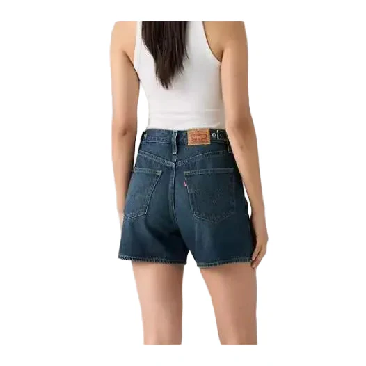 Levi Women's Cinch Mid Thigh Shorts - Dark Wash - Image 2
