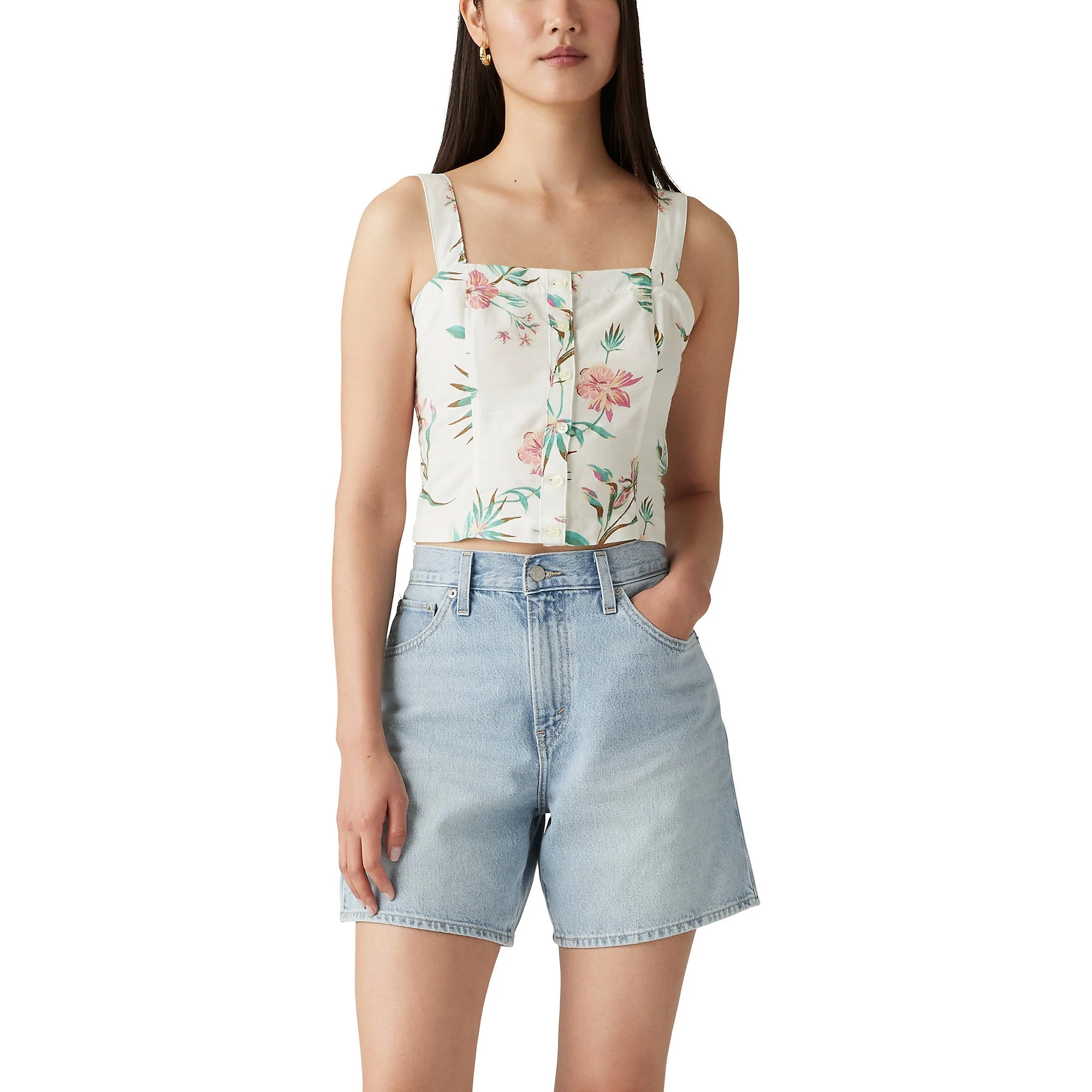 Levi Women's Lottie Linen Top - Delilah Floral Sunny Cream