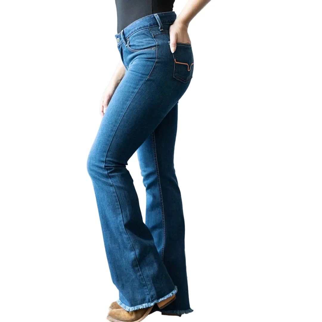 Kimes Women's Lola Raw Hem Mid Rise Trouser Jeans - Blue - Image 2