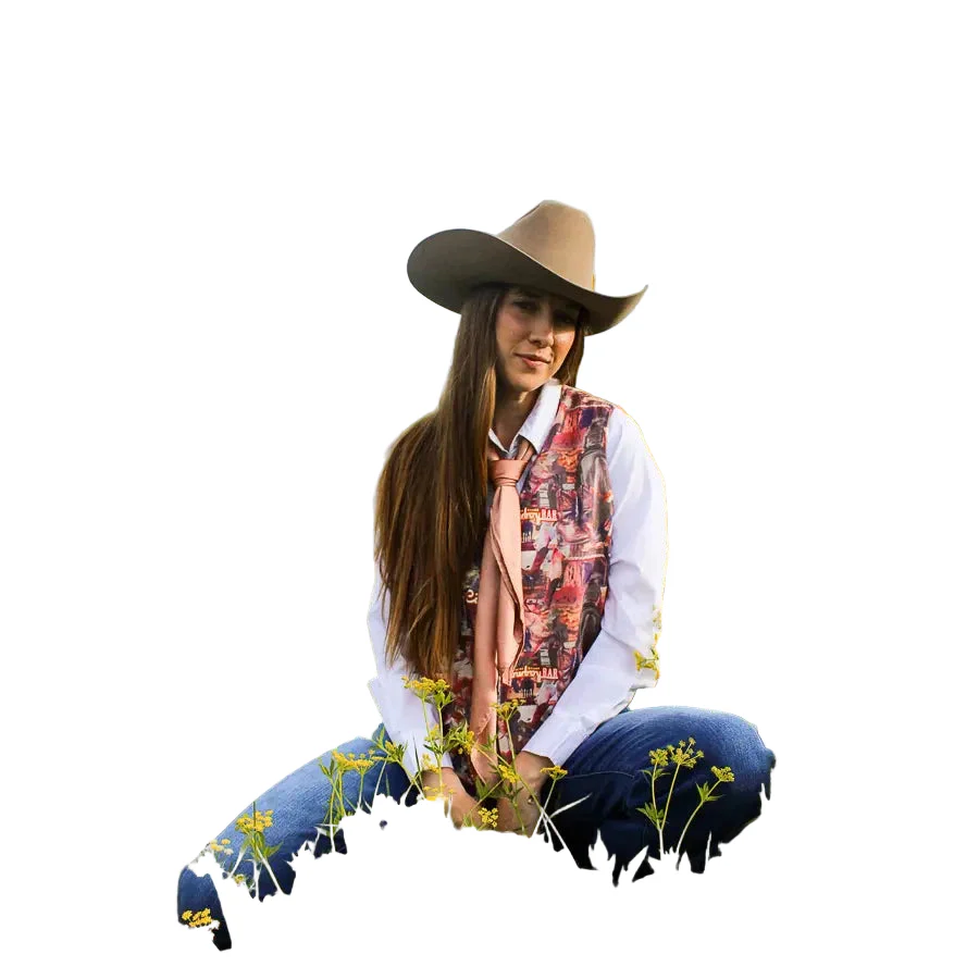 Lucky & Blessed Cowgirl Collage Printed Vest