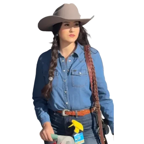 Lucky & Blessed Women's Classic Western Yoke Long Sleeve Denim Shirt - Blue