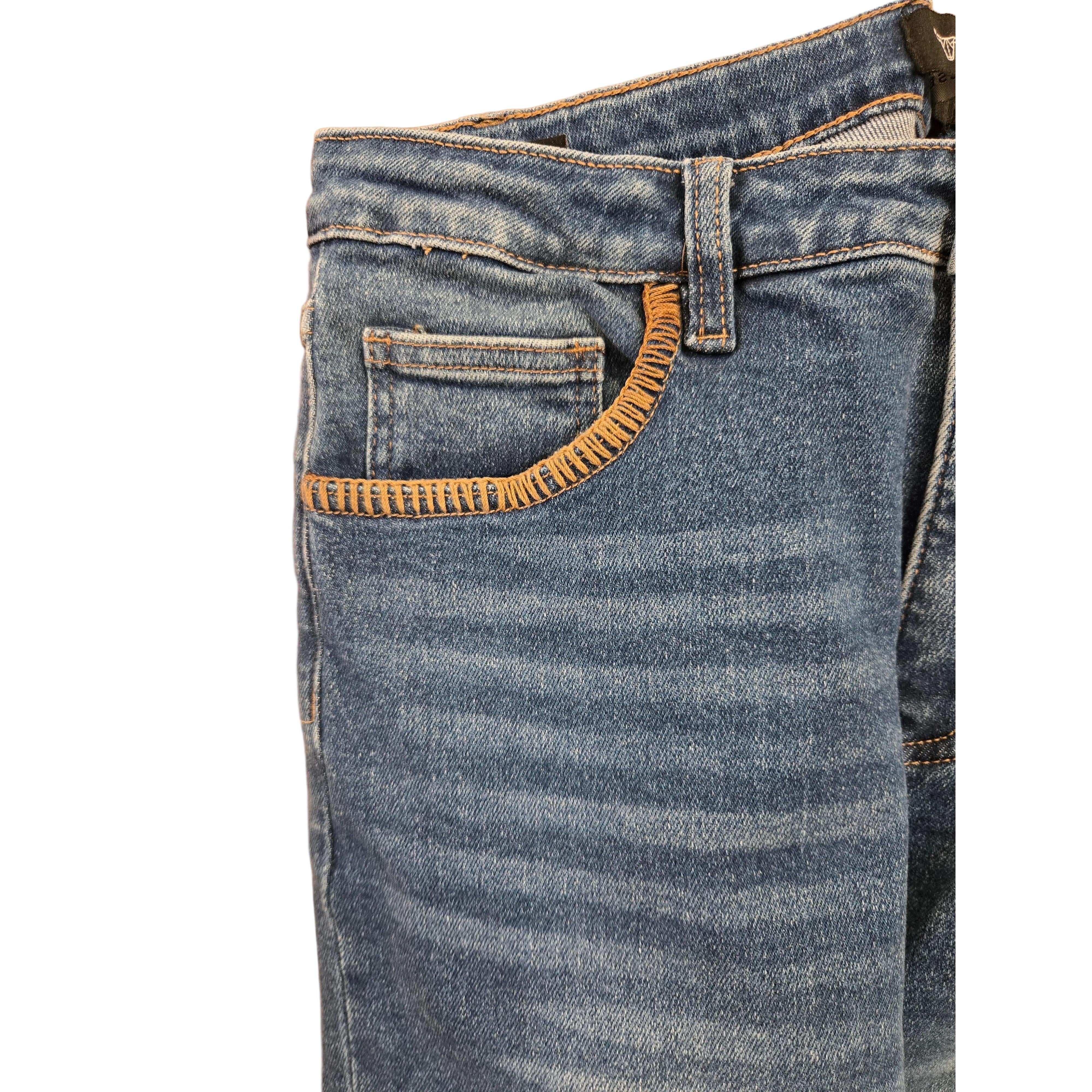 Lucky & Blessed Women's Western Stitch Denim Wide Leg Jean - Medium Wash - Image 2