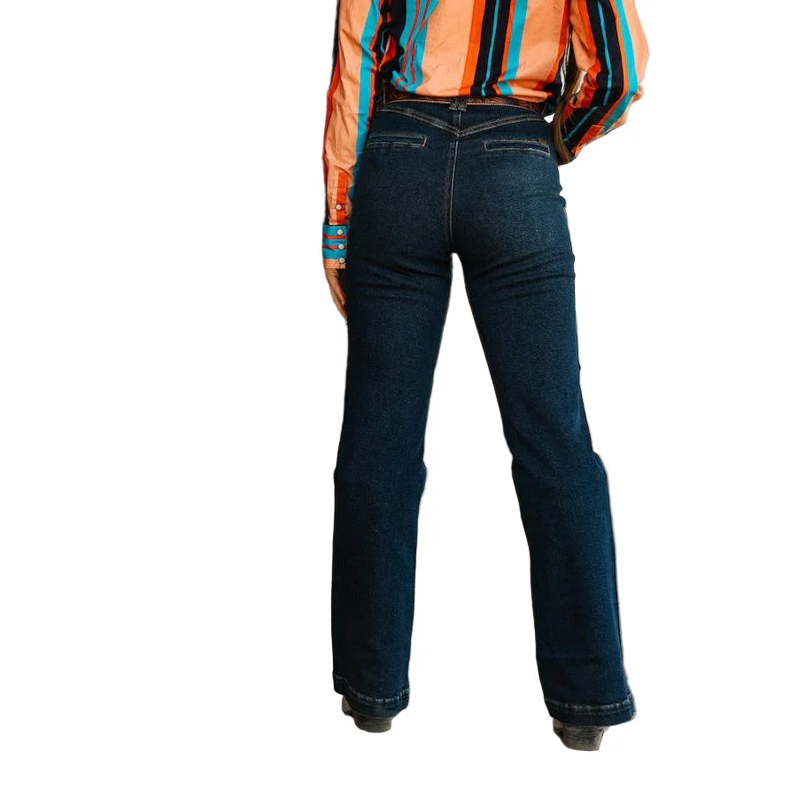 Lucky & Blessed Women's Mid Rise Classic Trouser Jean -Dark Wash - Image 3