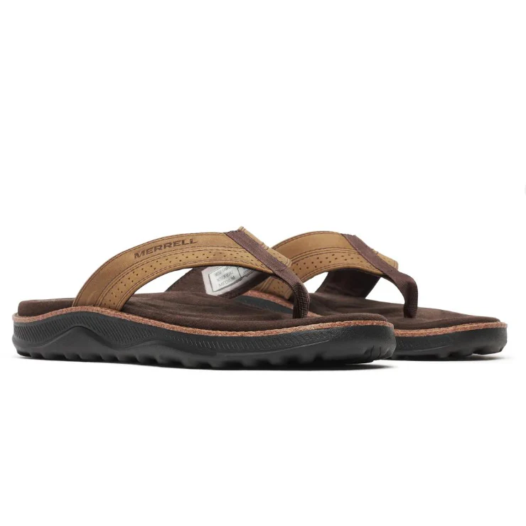 Merrell Men's Cove Leather Flip Sandal- Coffee - Image 2