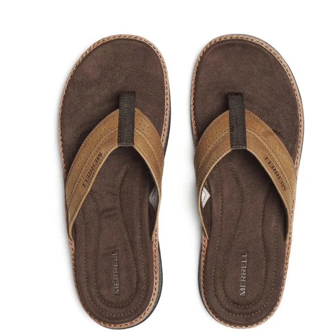 Merrell Men's Cove Leather Flip Sandal- Coffee - Image 3