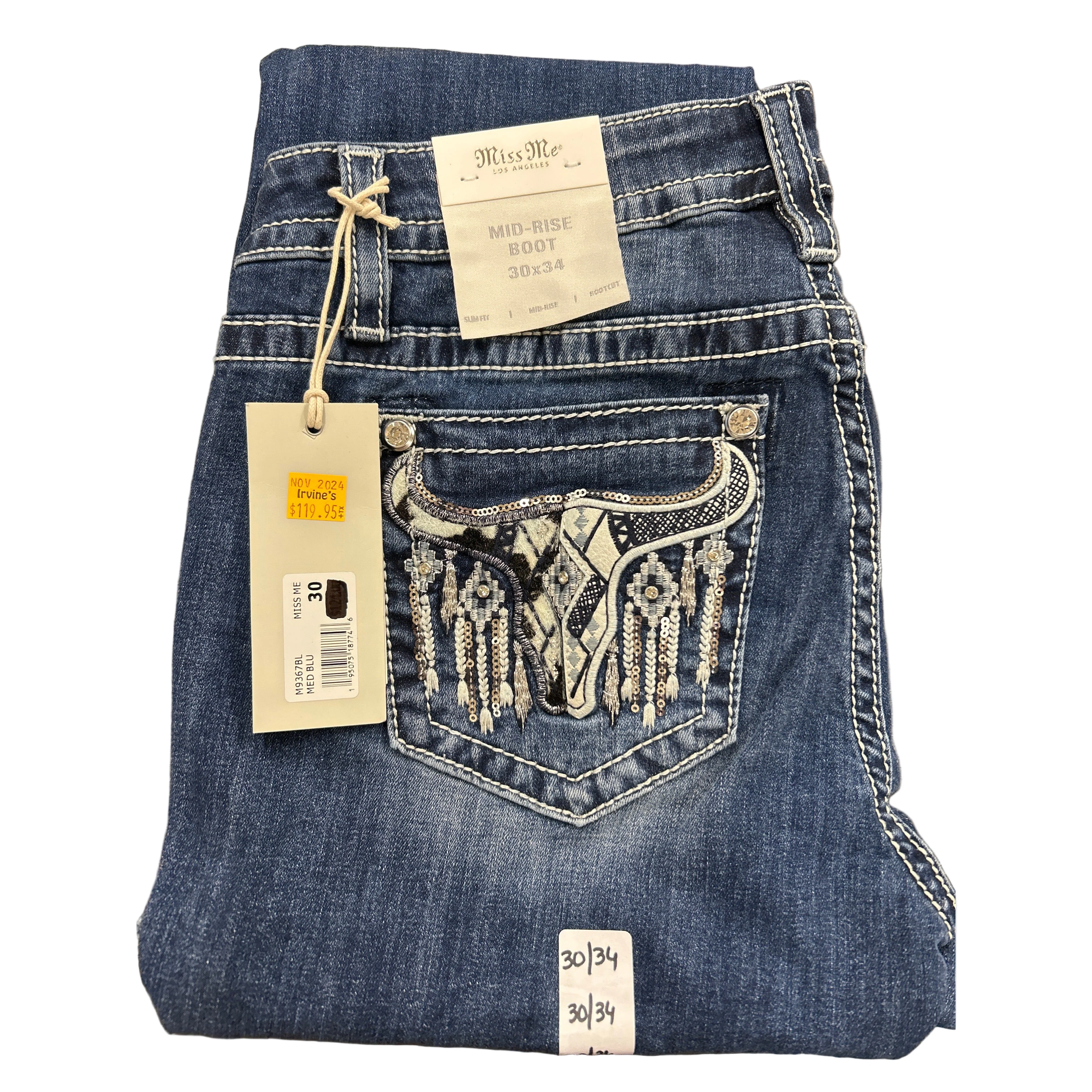 Miss Me Mid Rise Boot Cut Jean - Medium Blue