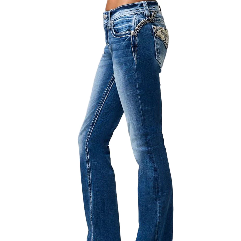 Miss Me Women's Mid Rise Brockman Boot Cut Jean - Image 4