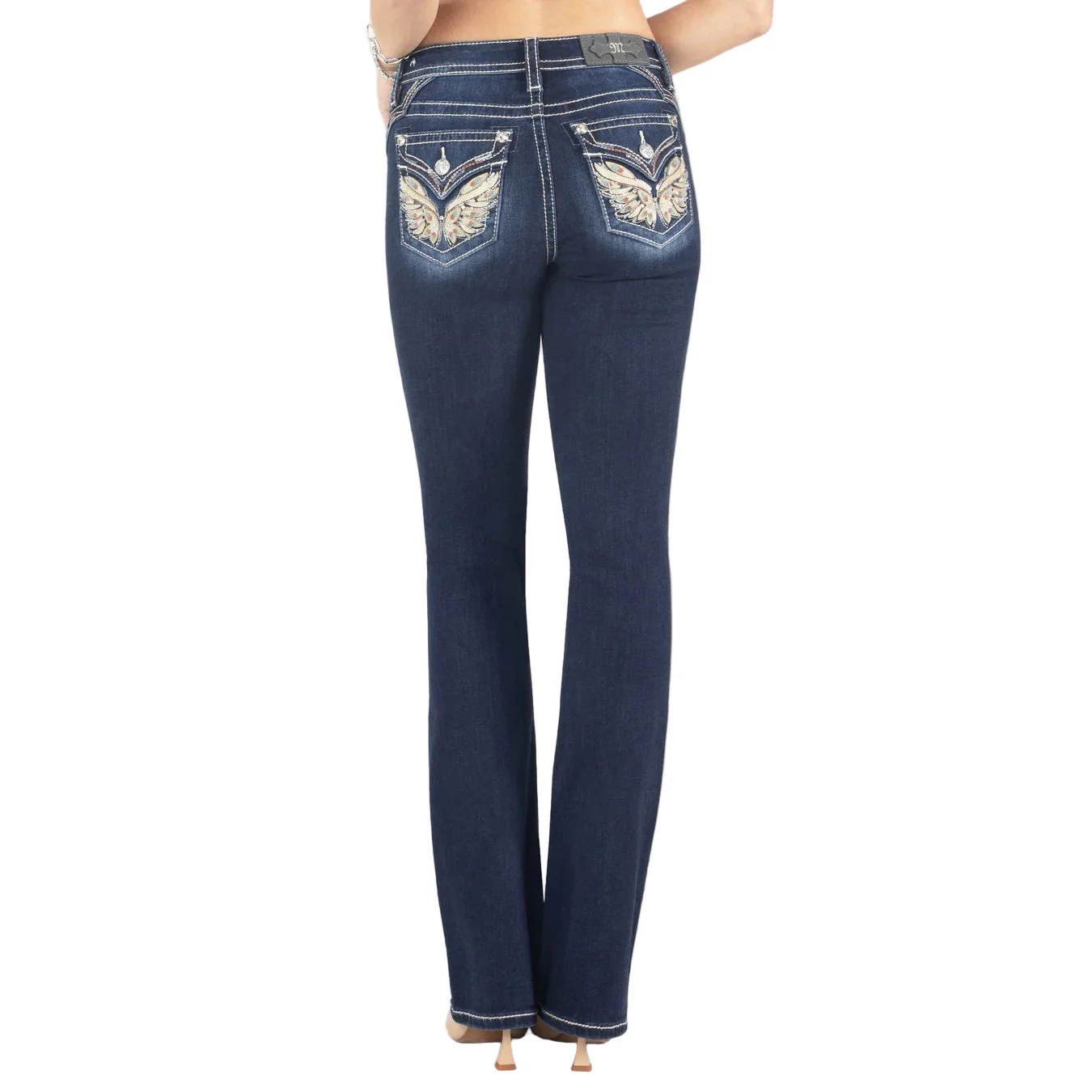 Miss Me Women's Berry & Gold Mid Rise Bootcut Jeans - Dark Wash - Image 3