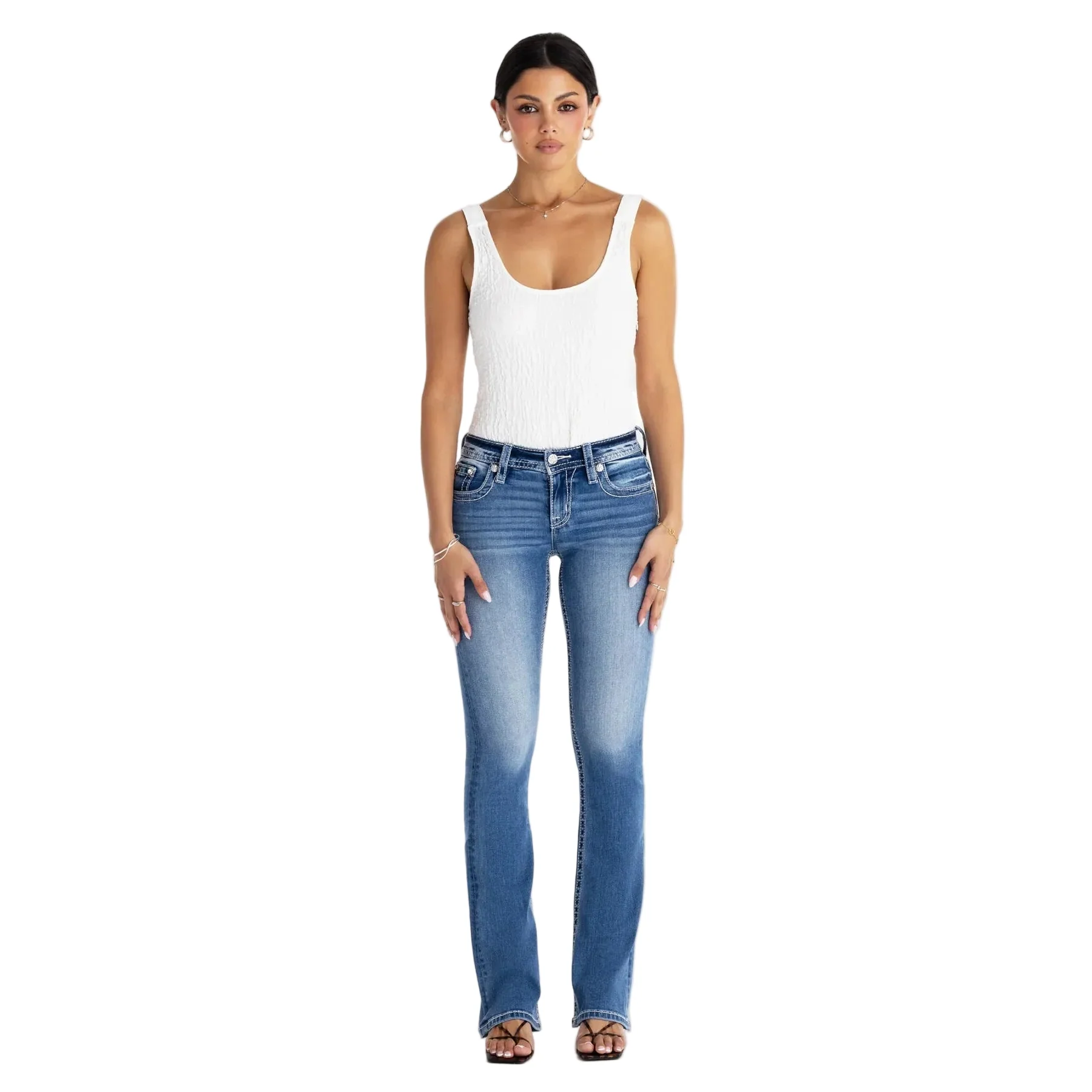 Miss Me Women's Mid Rise Maddox Boot Cut Jeans - Medium Wash