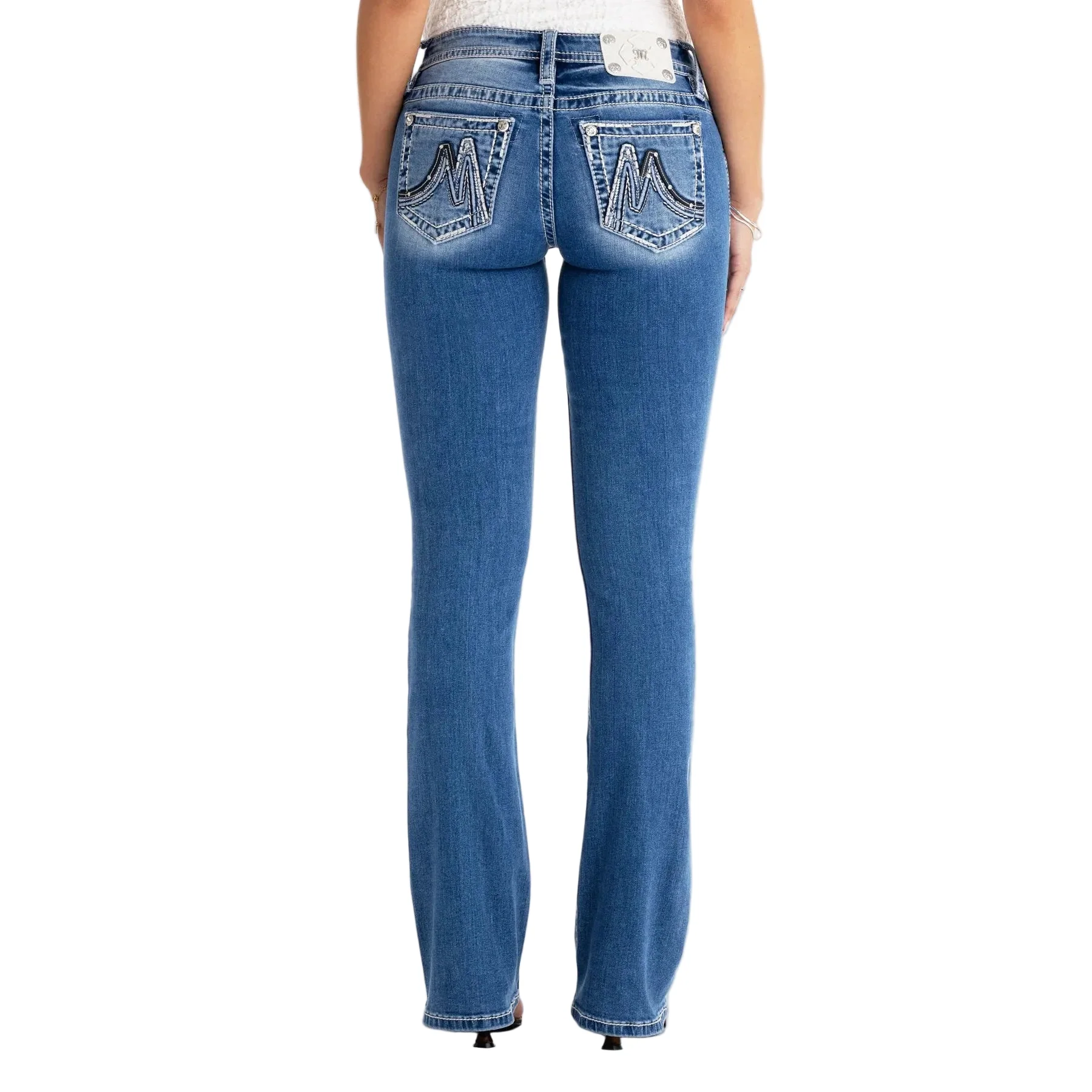 Miss Me Women's Mid Rise Maddox Boot Cut Jeans - Medium Wash - Image 4