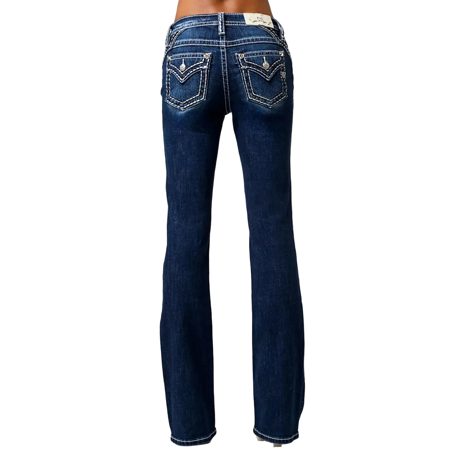 Miss Me Women's Mid Rise Raleigh Stitched Boot Cut Jeans - Dark Wash - Image 4