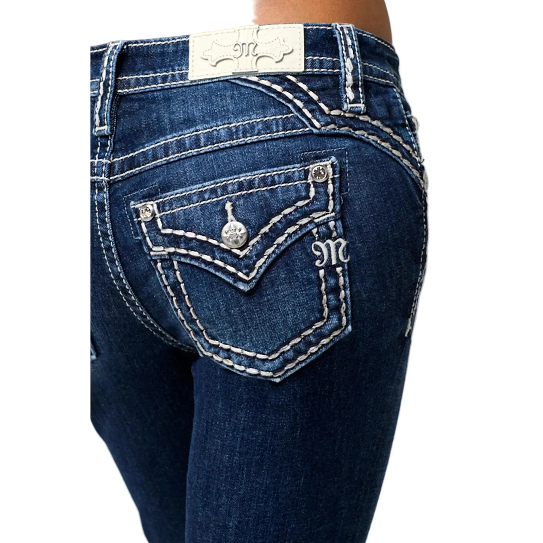 Miss Me Women's Mid Rise Raleigh Stitched Boot Cut Jeans - Dark Wash - Image 5