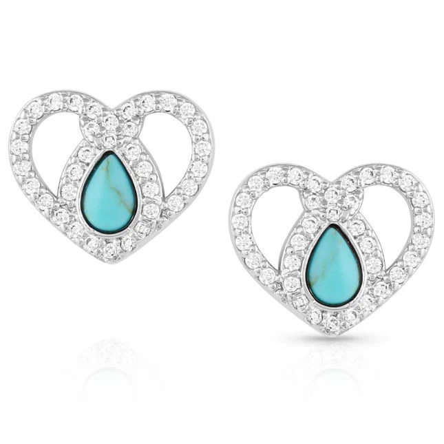 **Montana Silversmith Angel Heart Crystal Turquoise Post Earrings