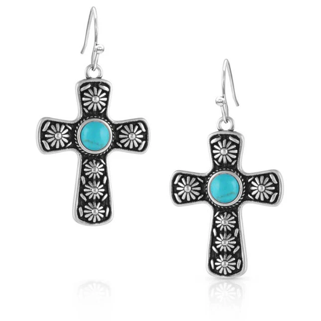 **Montana Silversmith Bold Faith Turquoise Cross Earrings