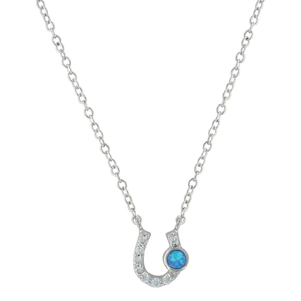 Montana Silversmiths Children's Lightfoot Horseshoe & Opal Necklace