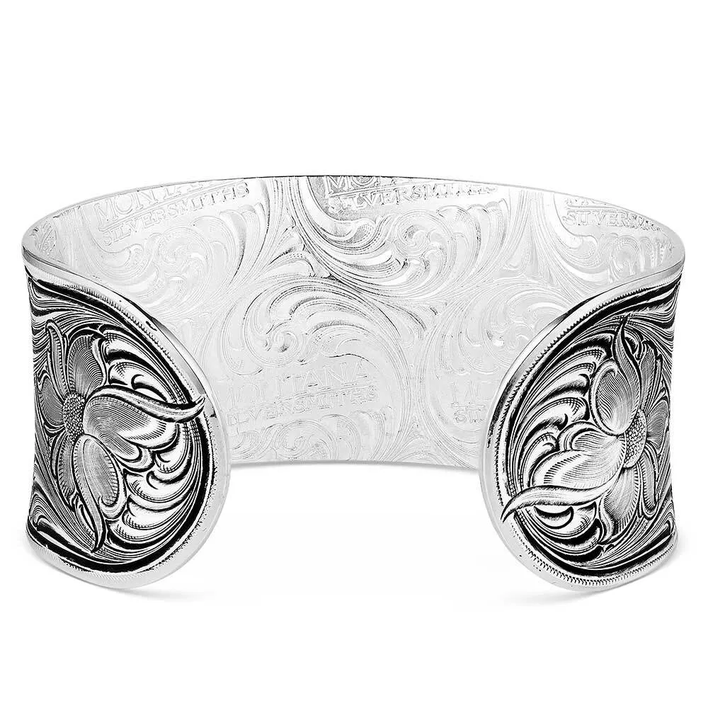 Montana Silversmith Wildflower Impressions 3 Flower Cuff Bracelet - Image 2