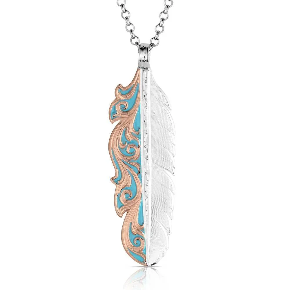 Montana Silversmiths Alpine Glow/ Silver Scroll Feather Necklace