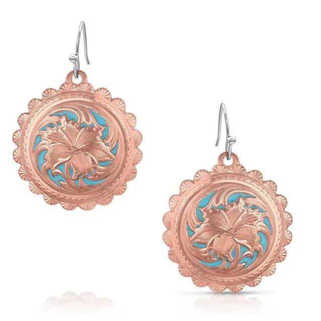 Montana Silversmiths Emma's Sunlight Scalloped Edge Earrings - Rose Gold