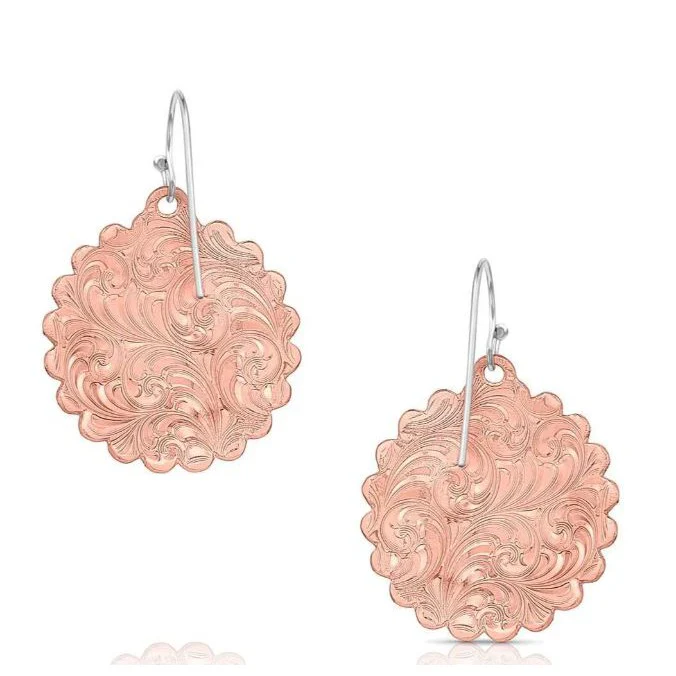 Montana Silversmiths Emma's Sunlight Scalloped Edge Earrings - Rose Gold - Image 2
