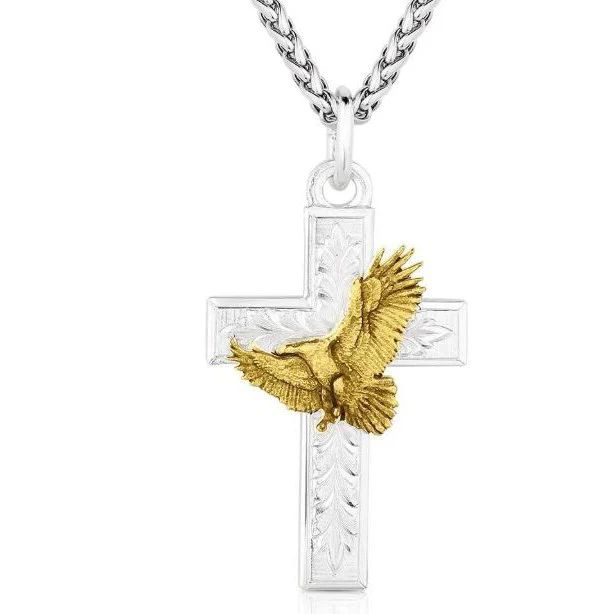Montana Silversmiths Faith in Flight Cross w Eagle Necklace