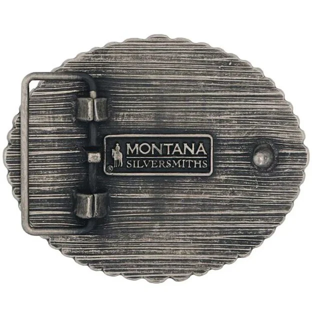 Montana Silversmiths Rustic Barbed Wired Longhorn Buckle - Image 2