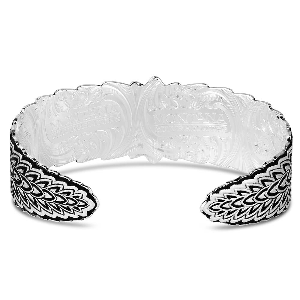 Montana Silversmiths Women's Feather Flower Rowel Cuff Bracelet - Image 2