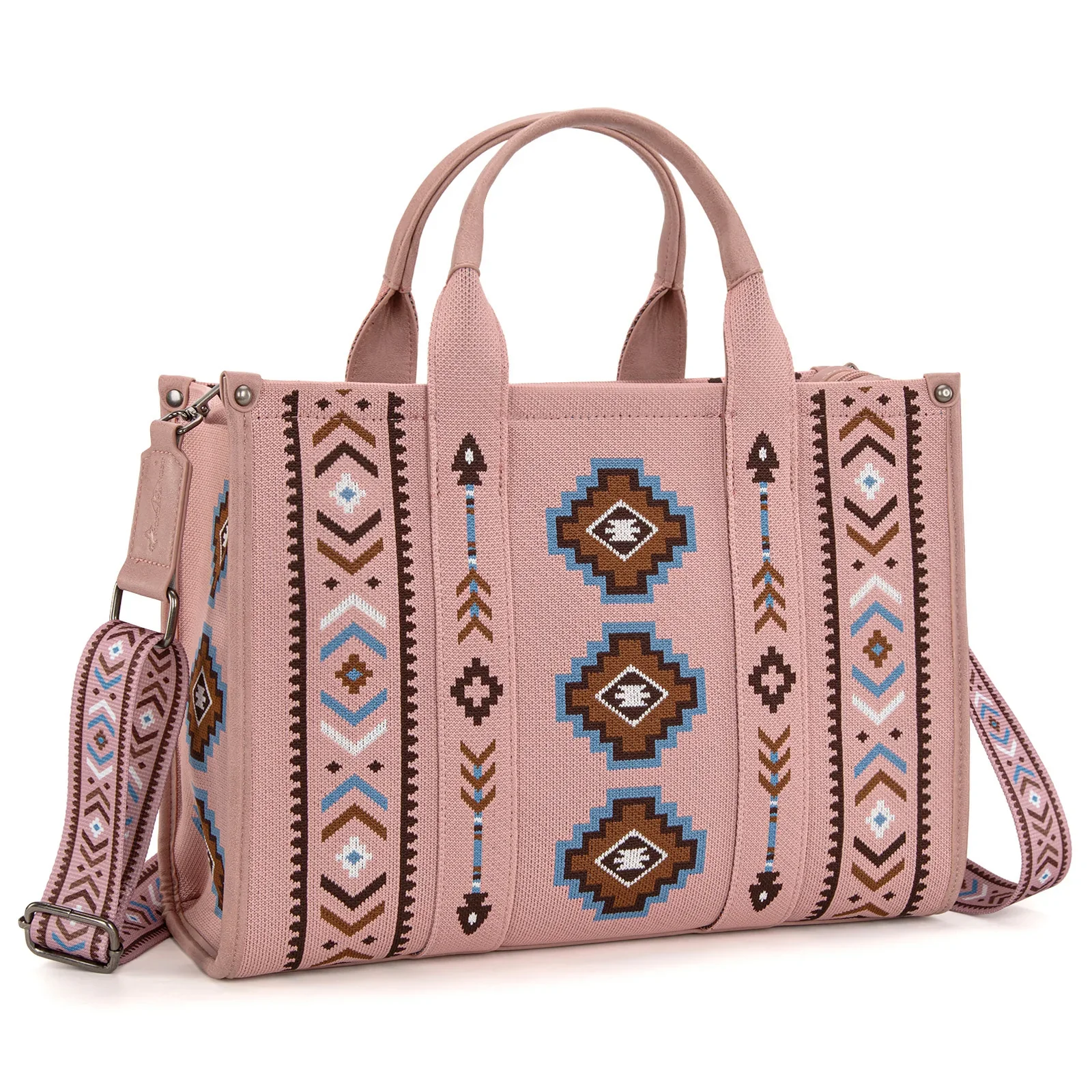 Montana West Aztec Retro Arrows Dual Sided Print Large Tote/Crossbody Bag- Mutiple Colors - Image 2