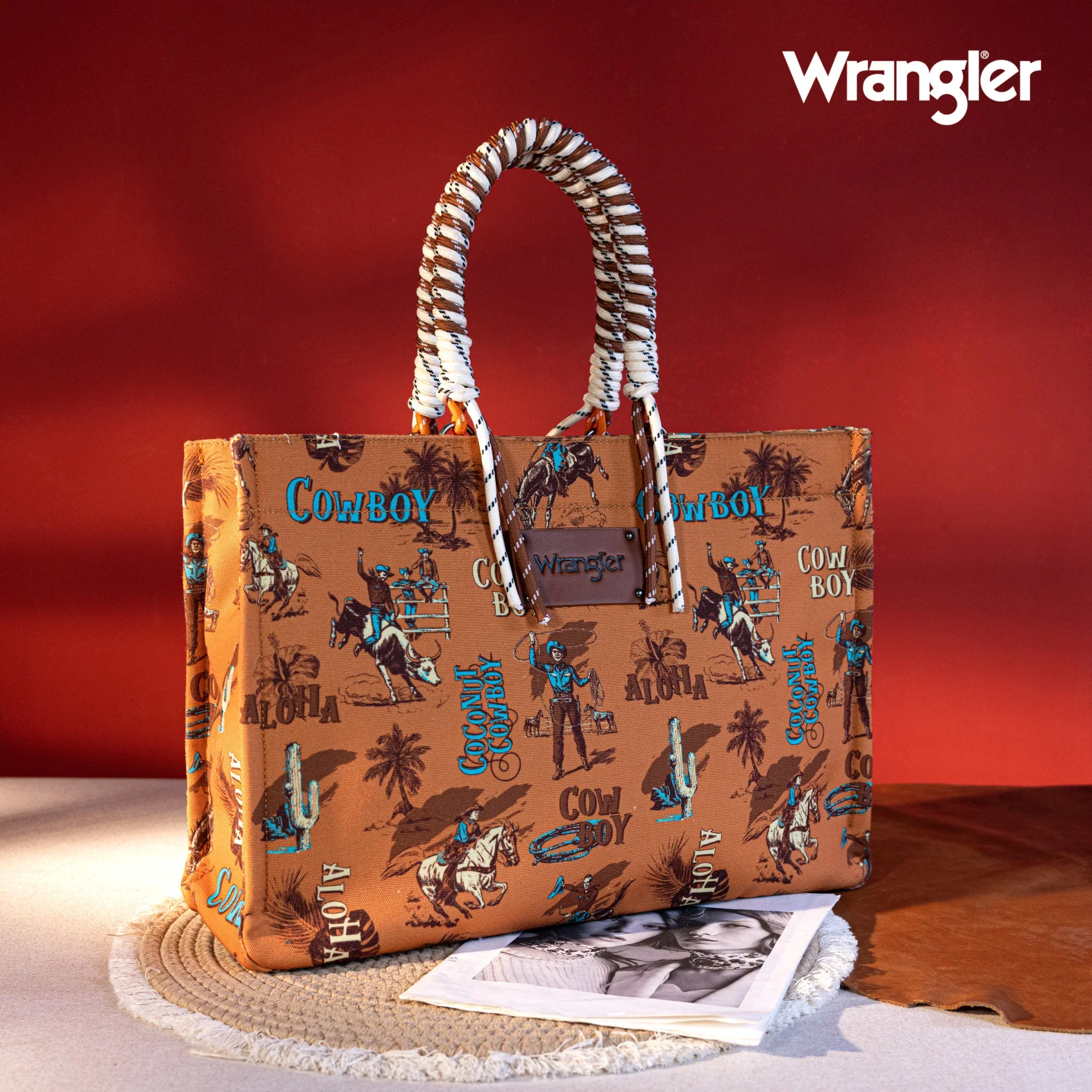 Montana West Cowboy Dual Sided Print Canvas Wide Handbag-Multiple Colors